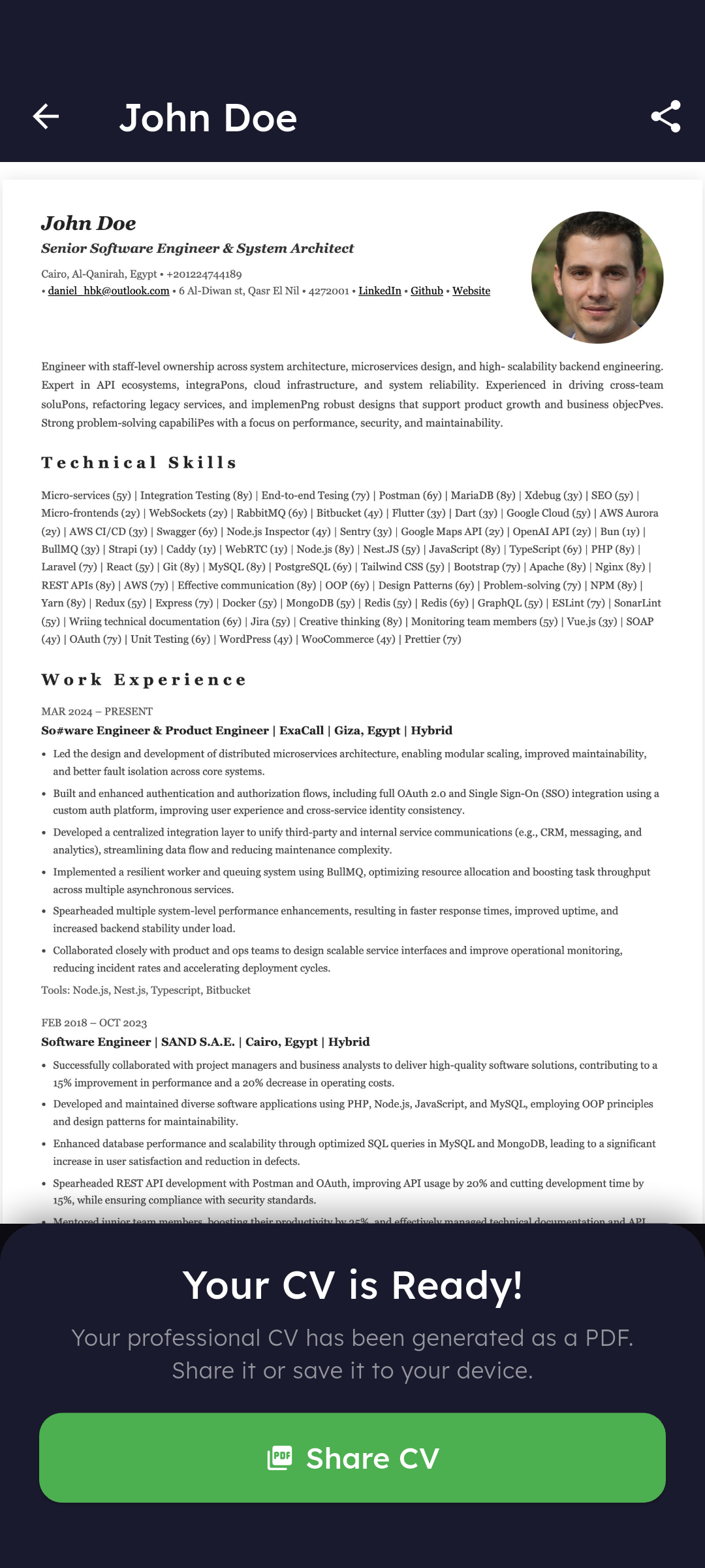 CV editor