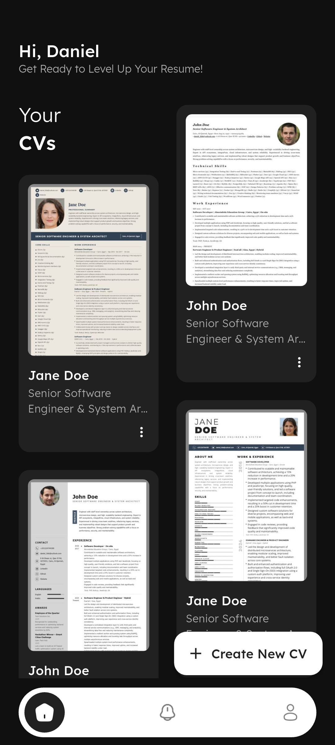 Home screen